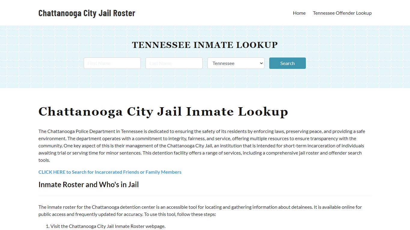 Chattanooga Police Department & City Jail, TN Inmate Roster, Arrests ...